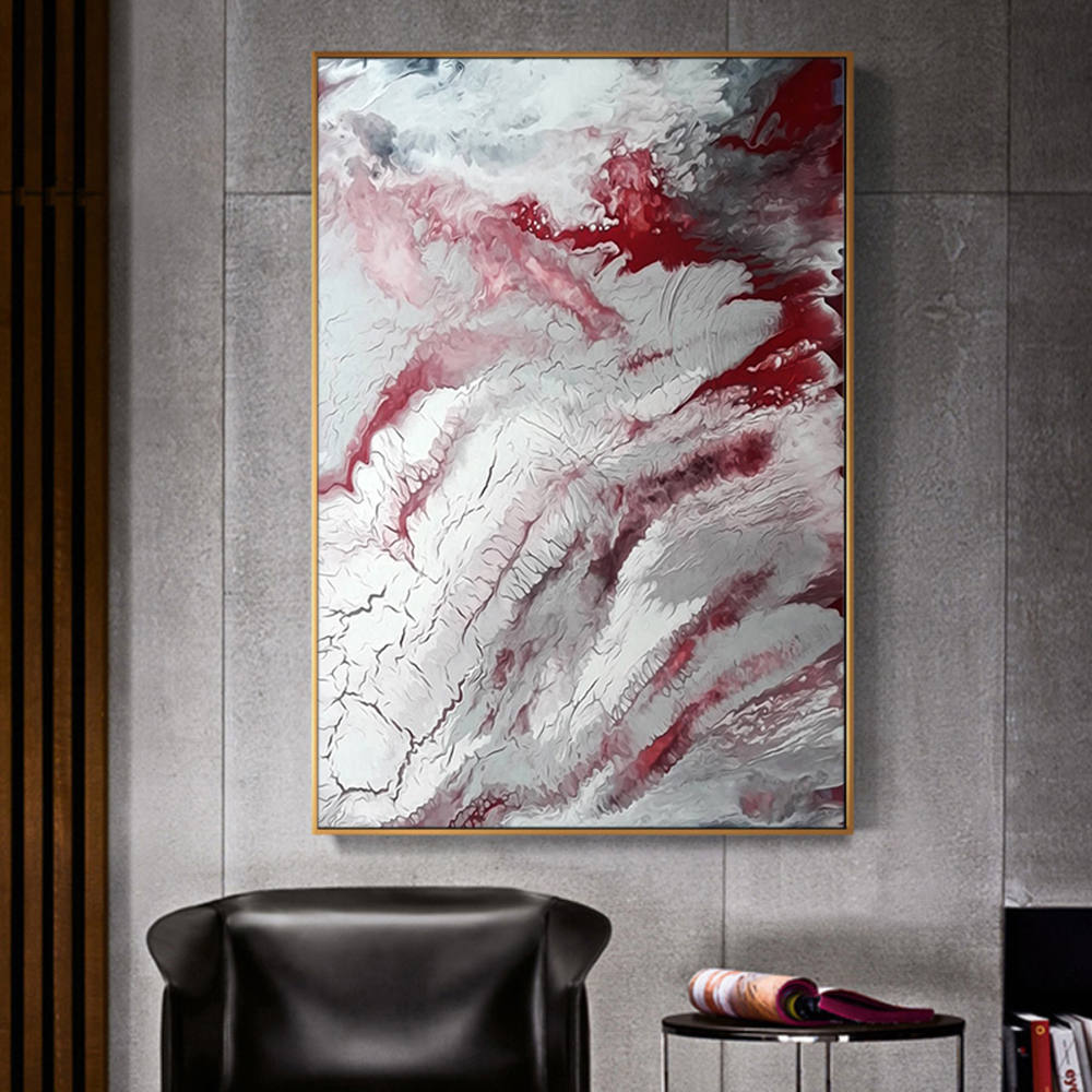 Blow Out in Red and White Abstract Oil Painting