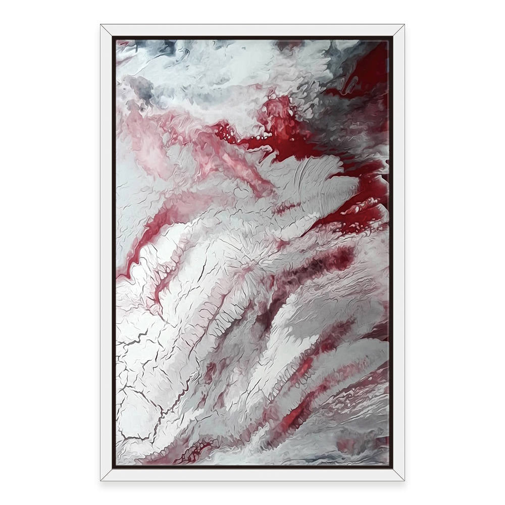 Blow Out in Red and White Abstract Oil Painting