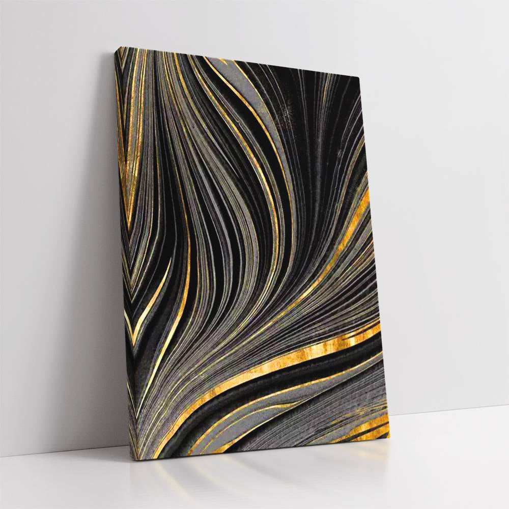 Black and Gold Waves Art Painting
