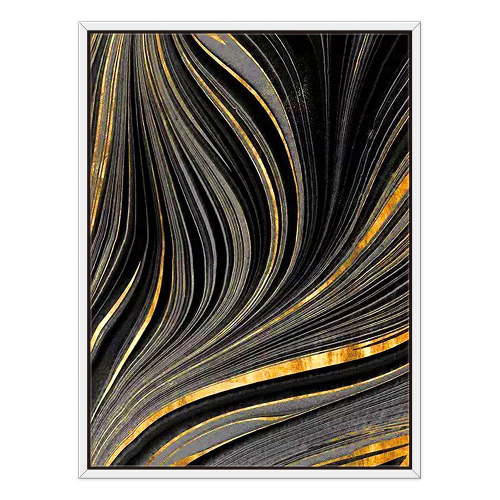 Black and Gold Waves Art Painting