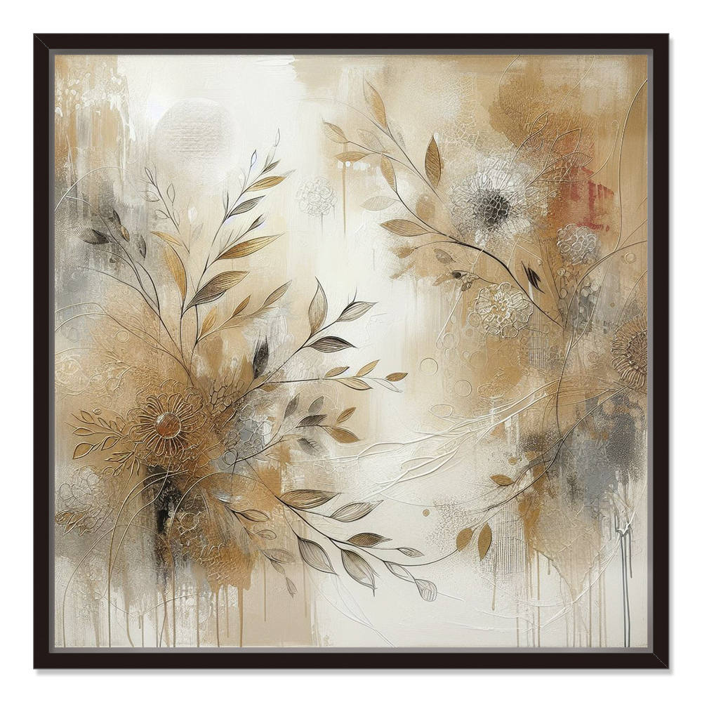 Brown Abstract Floral Oil Painting