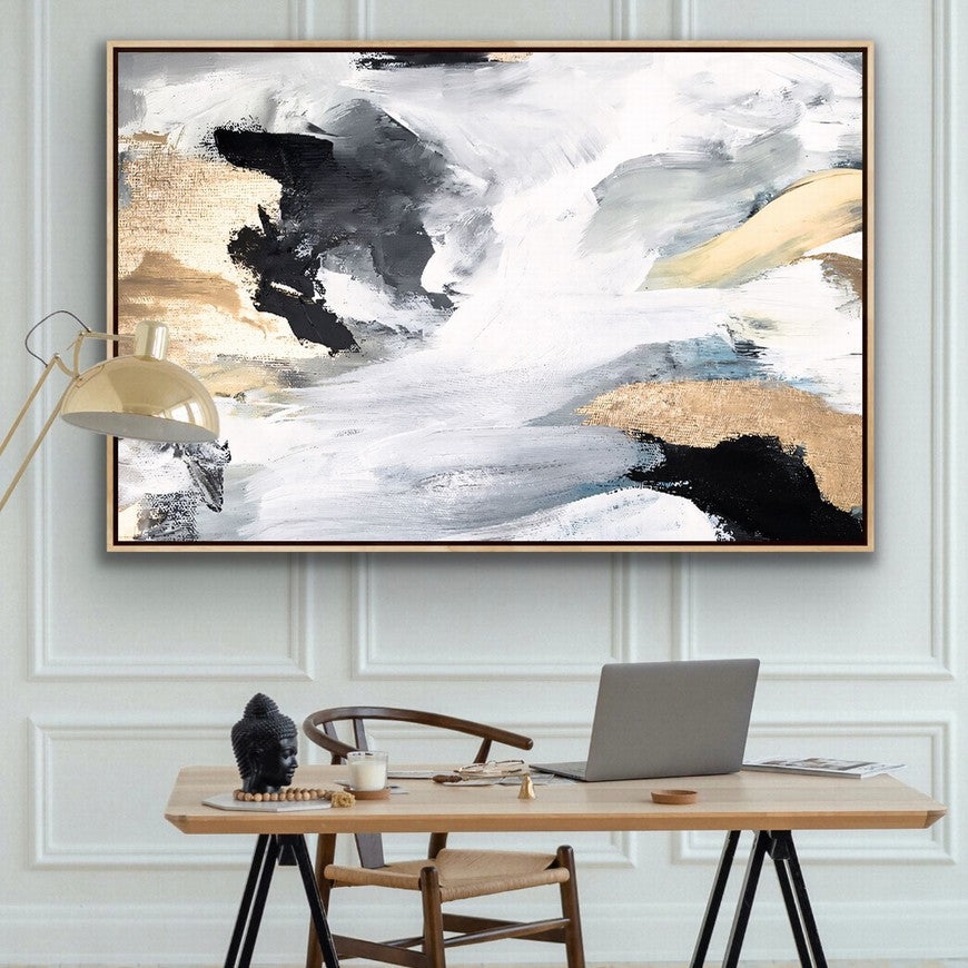 Monochrome Waves, Gilded Highlights Canvas