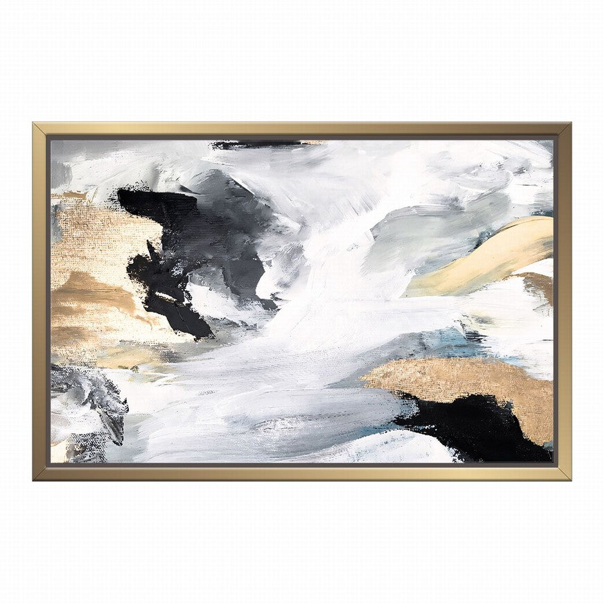 Monochrome Waves, Gilded Highlights Canvas