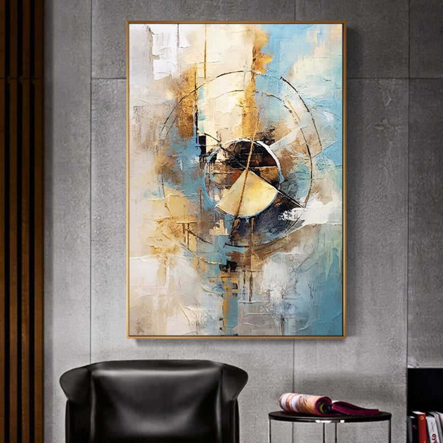 Gold and Blue Hues Abstract Painting