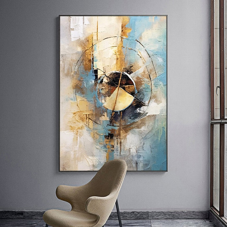 Gold and Blue Hues Abstract Painting