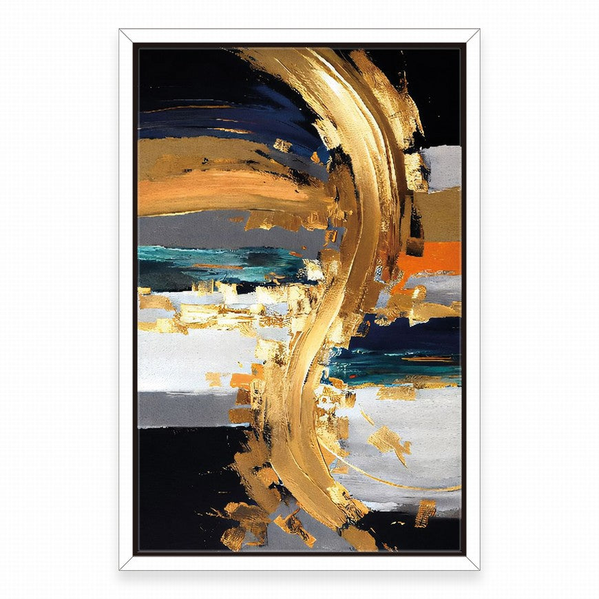 Golden Splash, Royal Depths Abstract Oil Painting